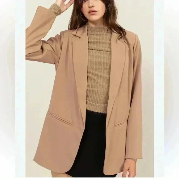 HYFVE Shawl Neck blazer in camel cream neutral fully lined size Large like new - Picture 1 of 6
